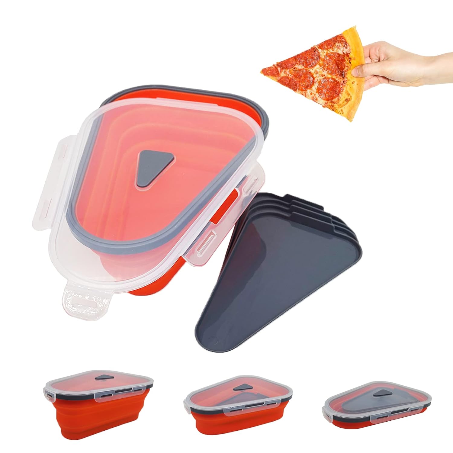 10026 Reusable Pizza Storage Containers with 5 Microwavable Serving Trays, Silicone Container Expandable & Adjustable for Packing Pizza at home / outdoor 10026 Reusable Pizza Storage Containers with 5 Microwavable Serving Trays, Silicone Container Expandable & Adjustable for Packing Pizza at home / outdoor